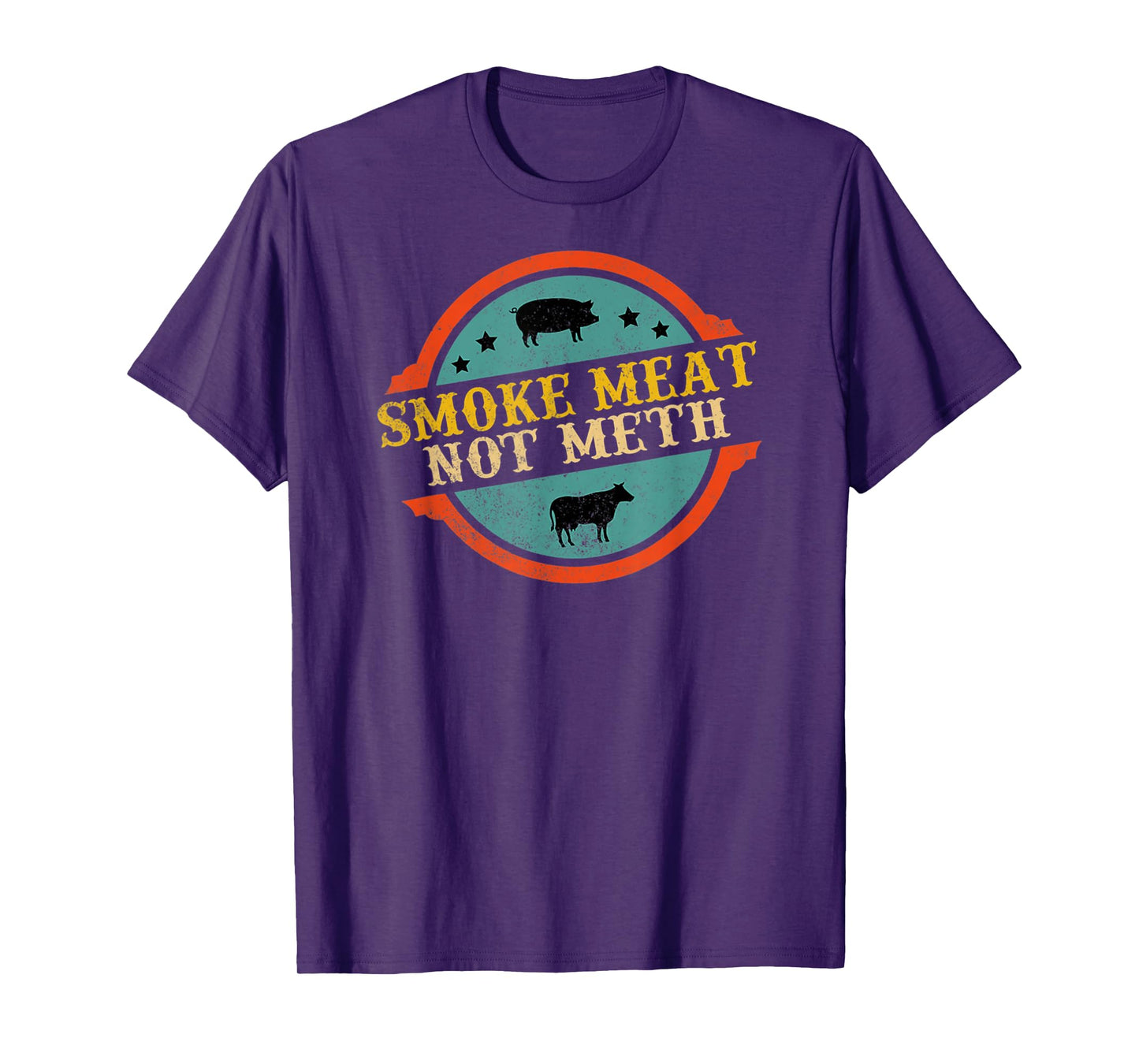 Smoke Meat Not Meth Funny BBQ Grill Barbecue Retro Style T-Shirt