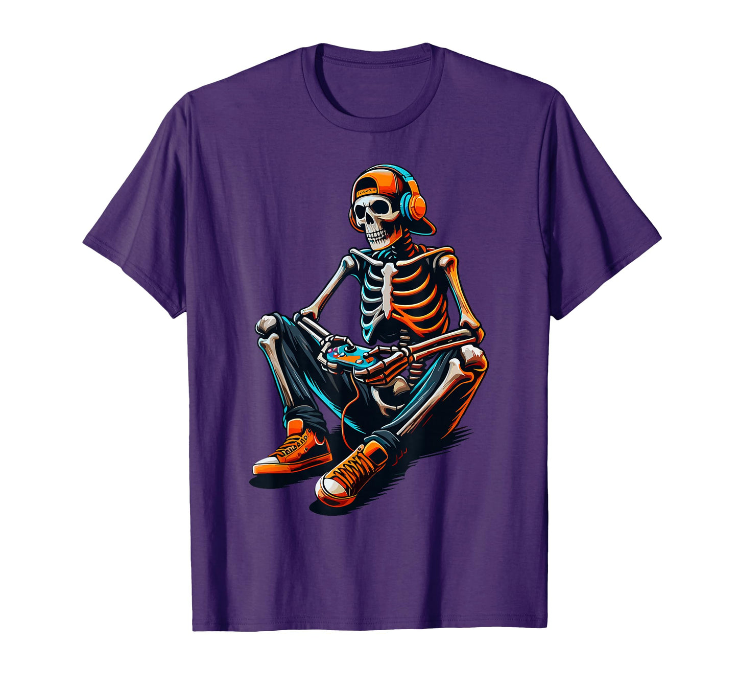 Halloween Skeleton Gamer Video Gaming T-Shirt