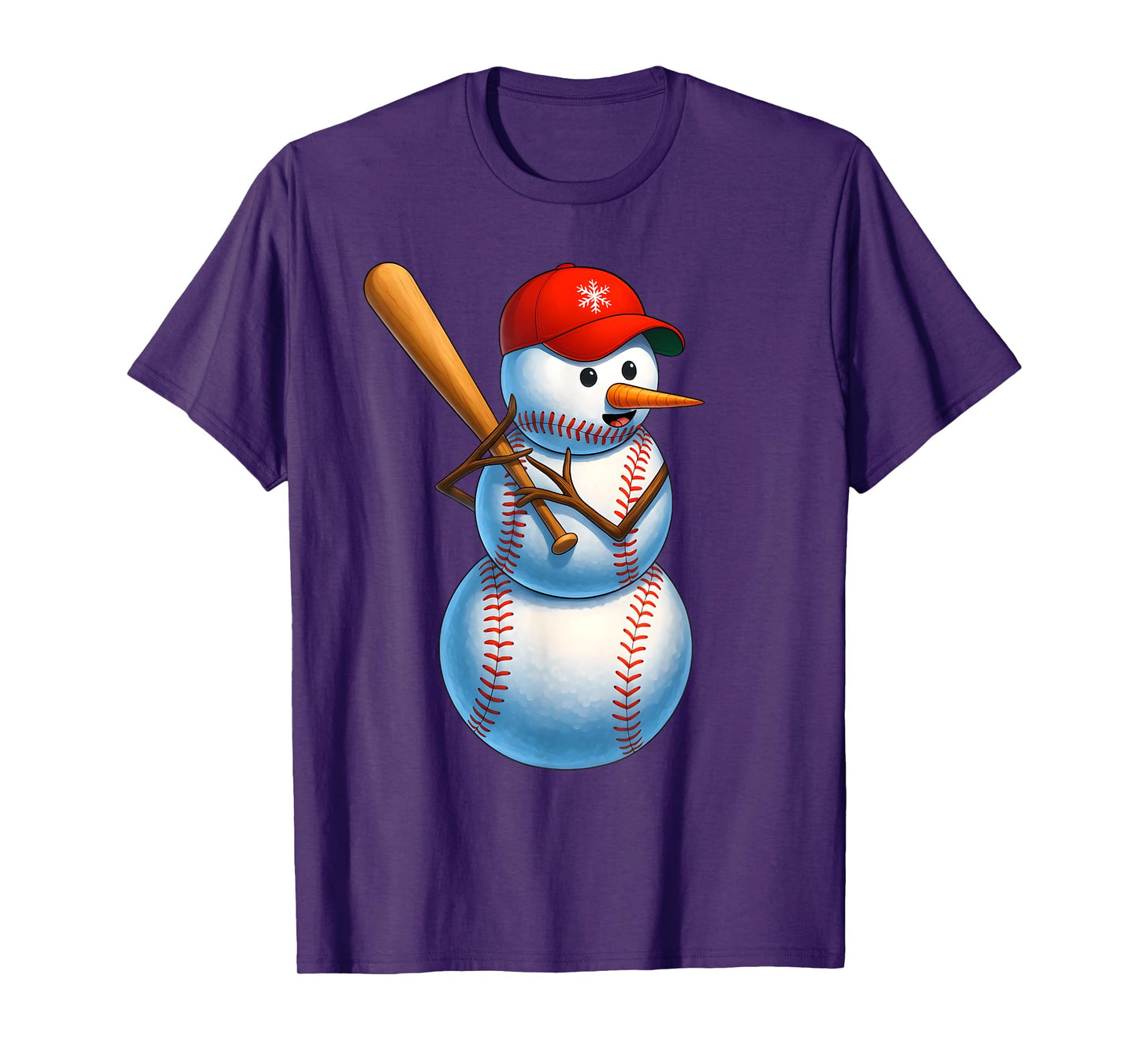 Baseball Snowman Merry Christmas Xmas Pajamas Men Women Kids T-Shirt