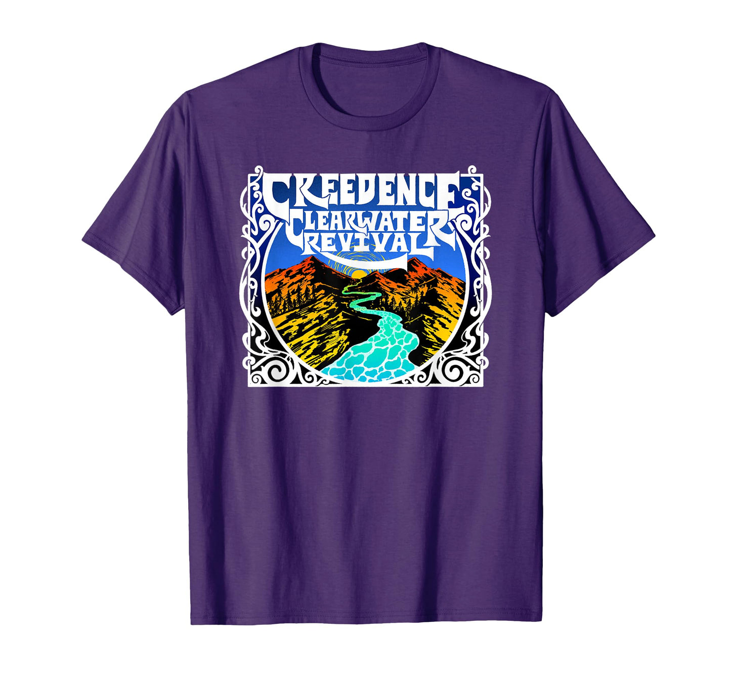 Creedence Clearwater Revival Unisex Adults Kids Blue Short Sleeve Cotton Polyester Blend Classic Fit T-Shirt Small