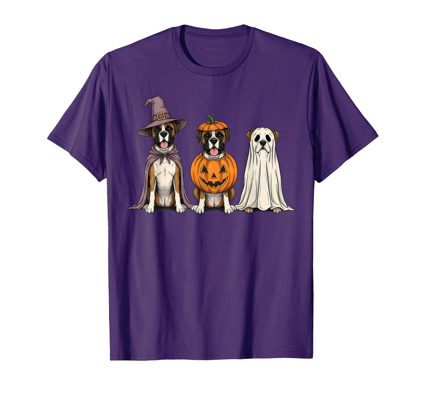 Spooky Ghost Boxer Dog Lover Pumpkin Halloween T-Shirt