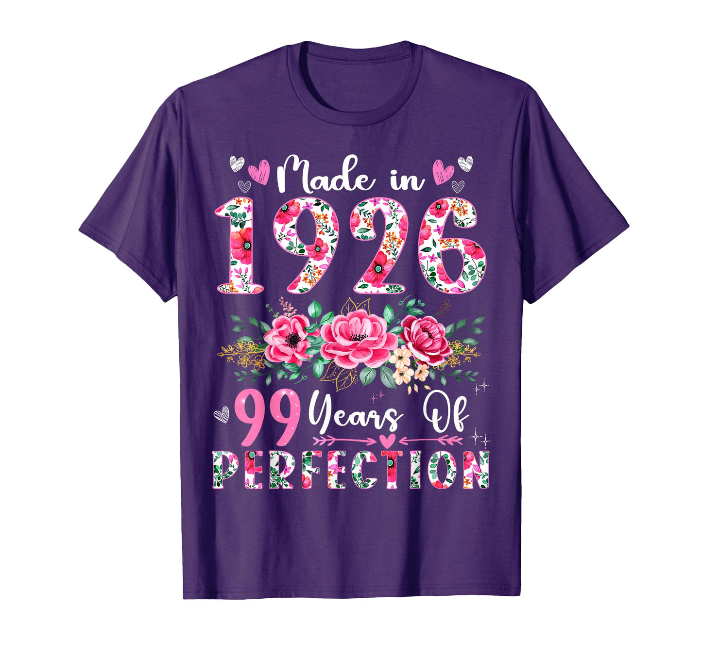 99 Year Old Made In 1926 Floral 99th Birthday Women T-Shirt