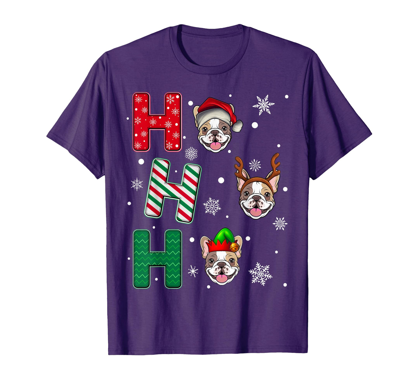 Ho Ho French Bulldog Dog Matching Christmas Santa Elf Xmas T-Shirt