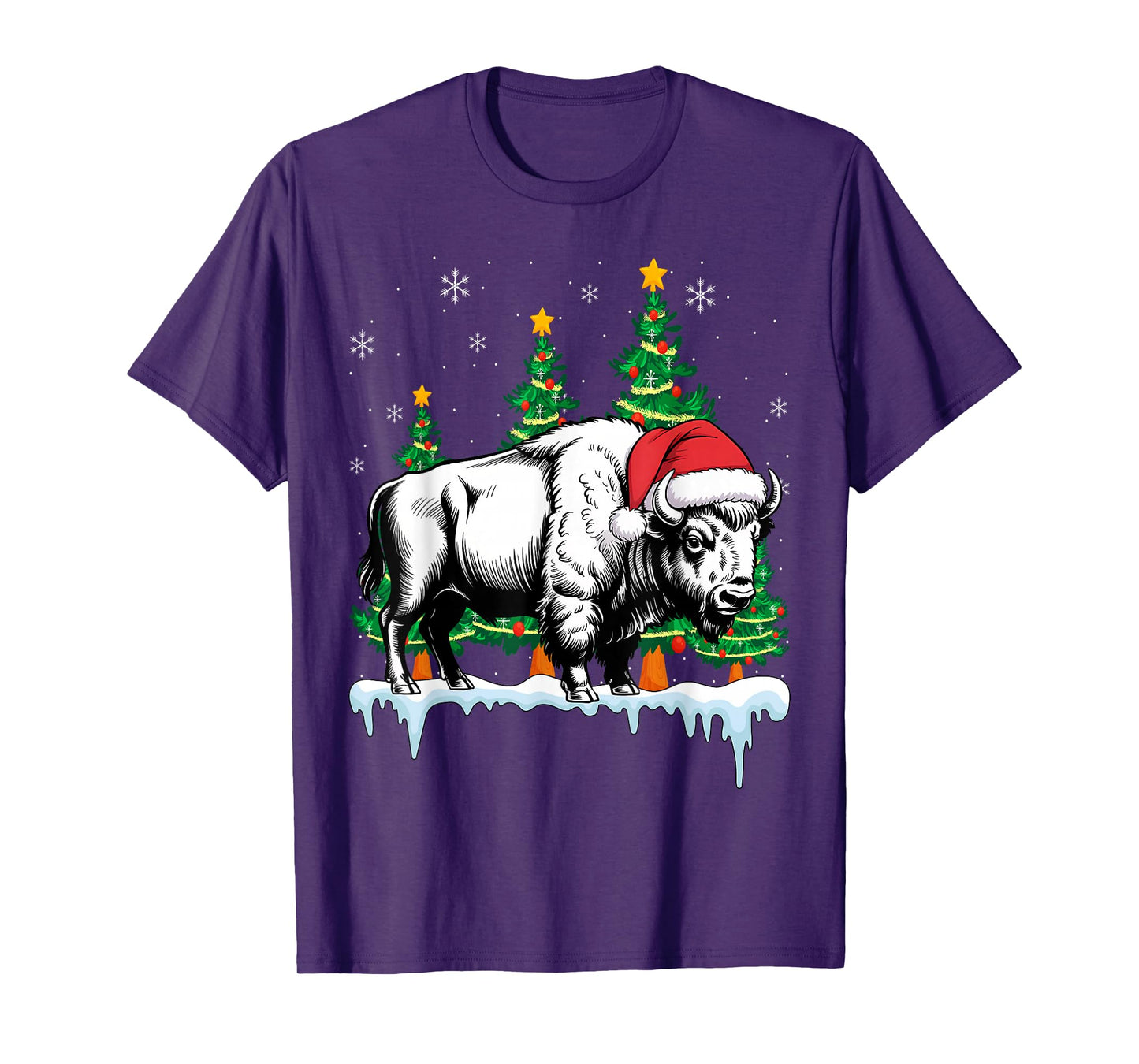 Bison Christmas: Buffalo in Santa Hat T-Shirt