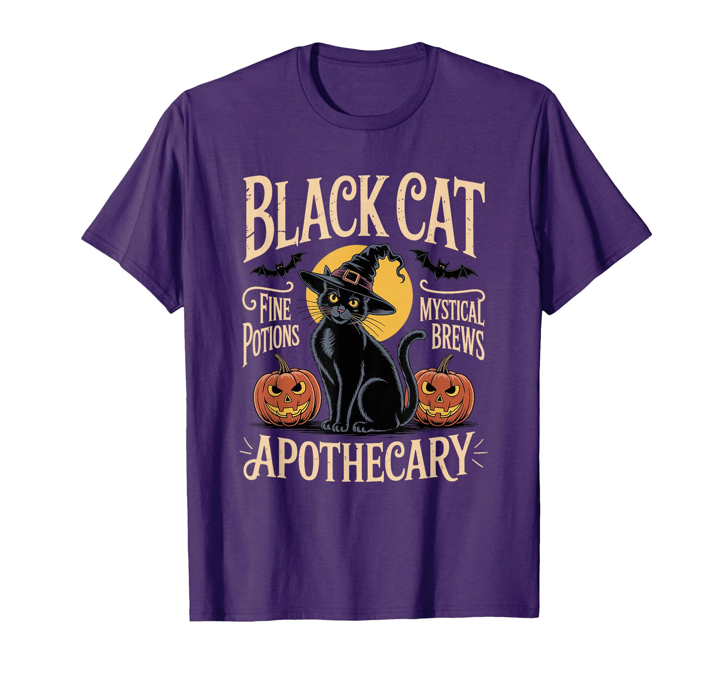 Retro Halloween Costume Black Cat Apothecary T-Shirt