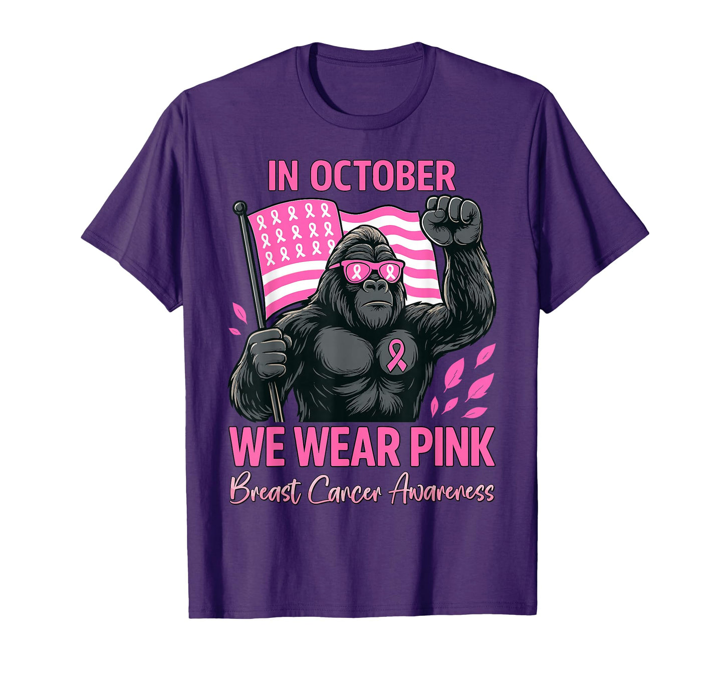 in October We Wear Bigfoot Witch Breast Cancer Awareness Men T-Shirt