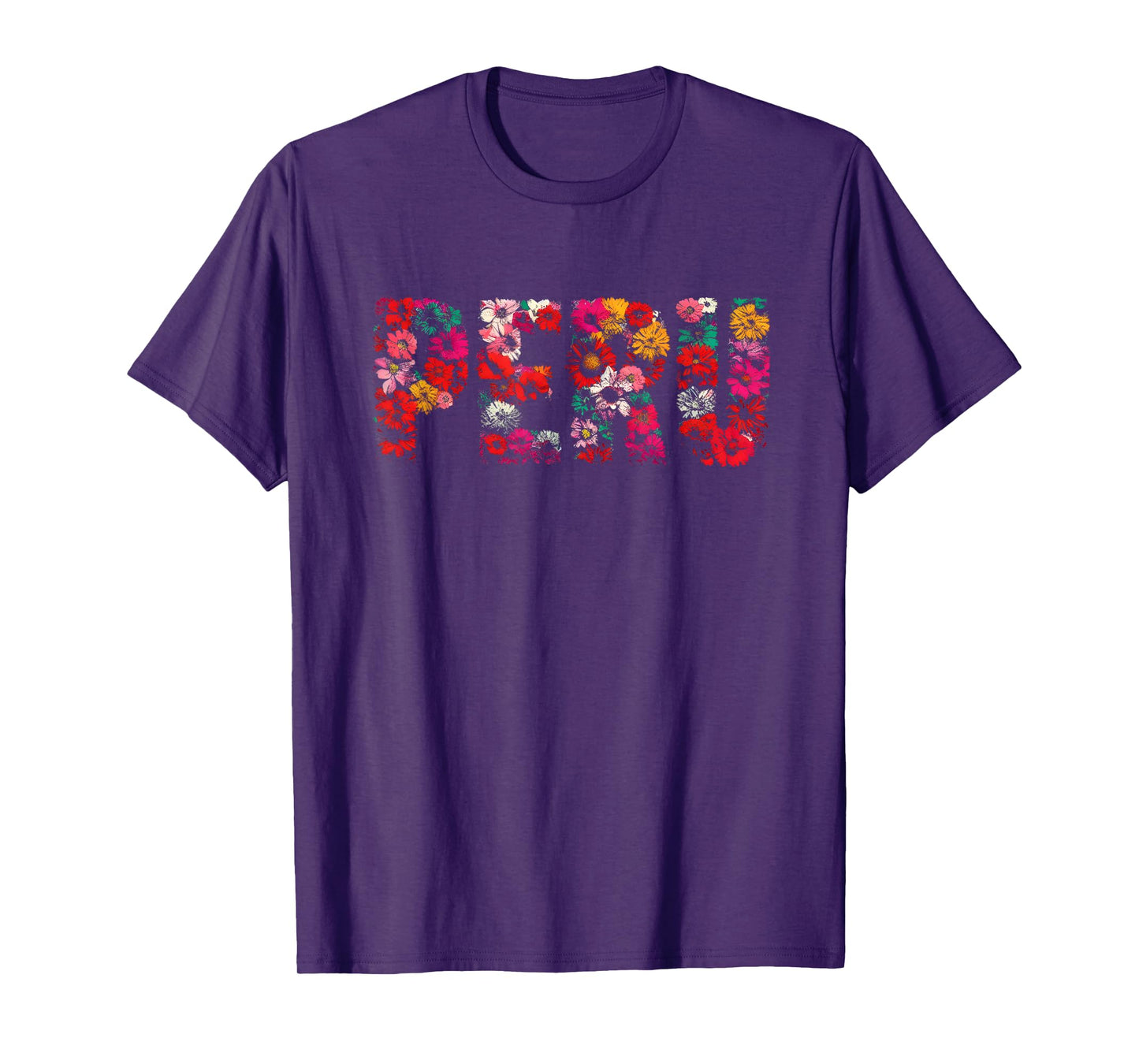 Peru Lover - Floral Peruvian Vacation Souvenir T-Shirt, Small, Black
