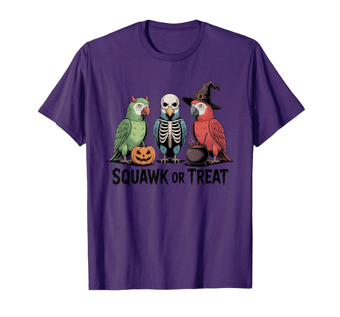 Vintage Halloween Parrots Squawk or Treat Spooky T-Shirt