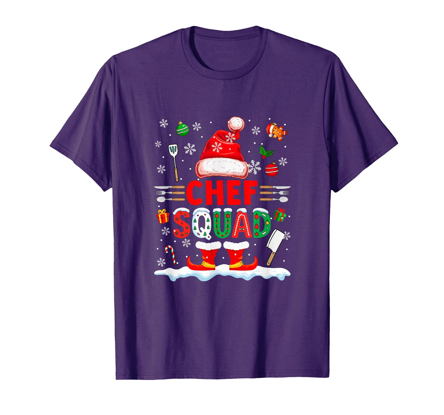 Chef Squad Men Job Christmas Santa Costume Bow Tie T-Shirt