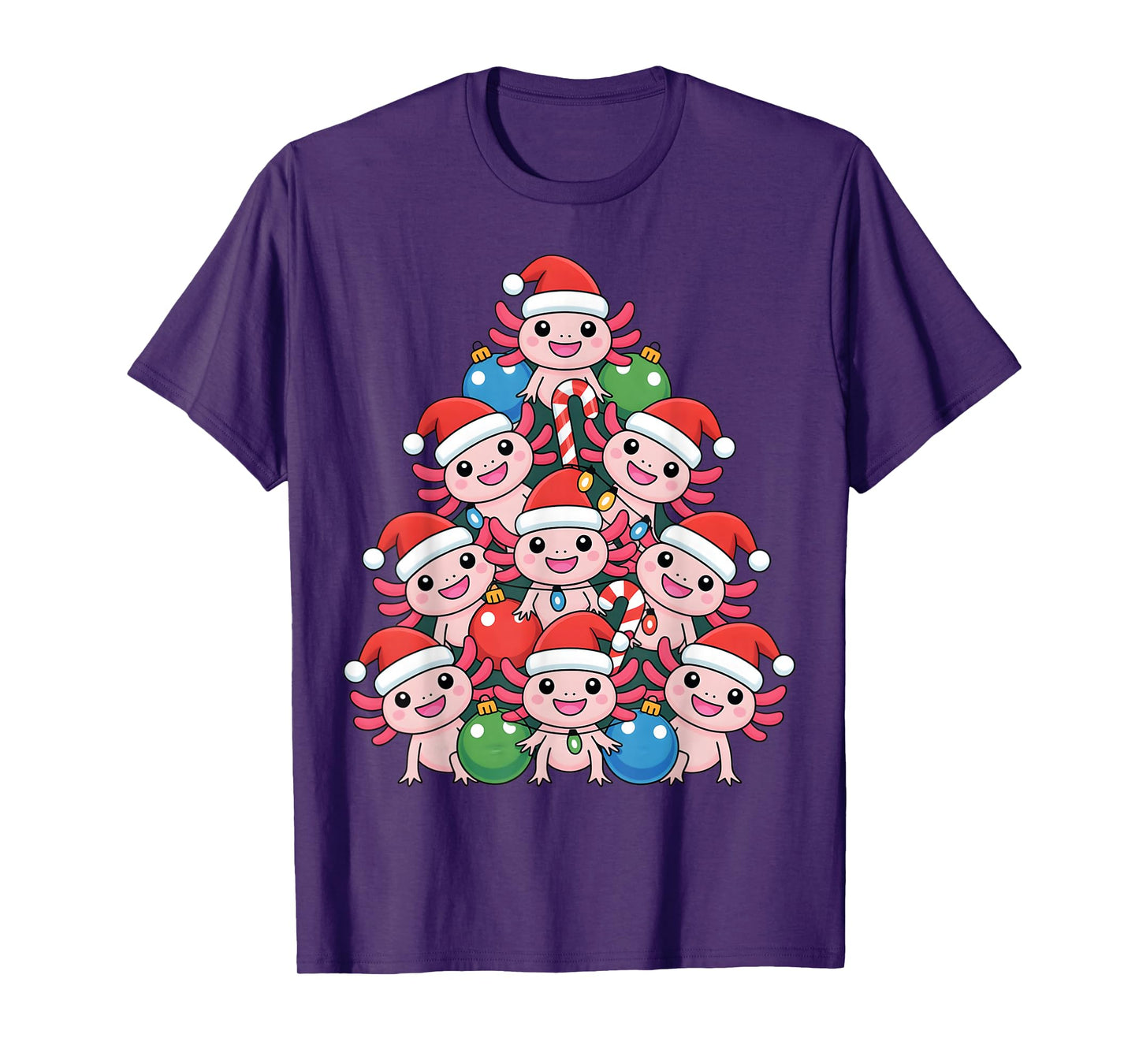Axolotl Christmas Tree Lover Cute Santa Graphic Boys Kids T-Shirt