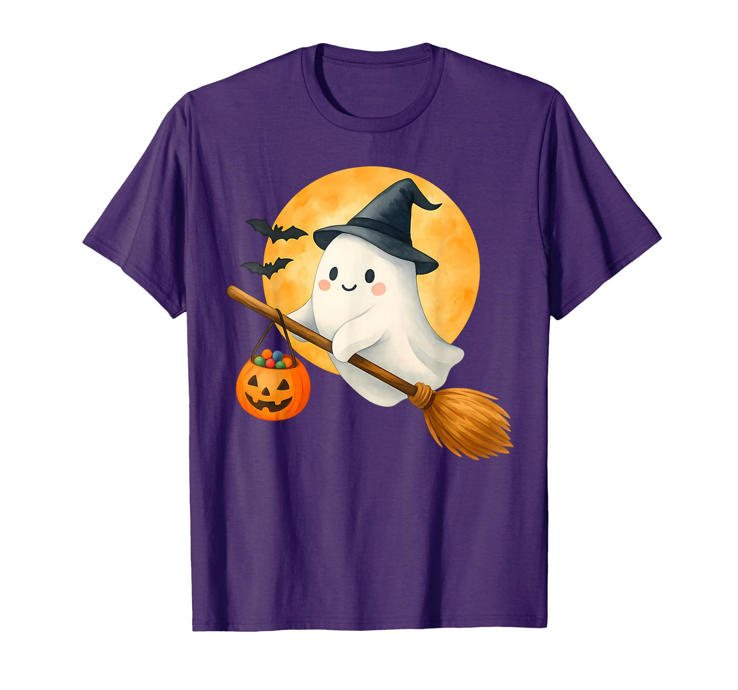 Boo Ghost Witch Hat Pumpkin Halloween Costume Men Women Kids T-Shirt