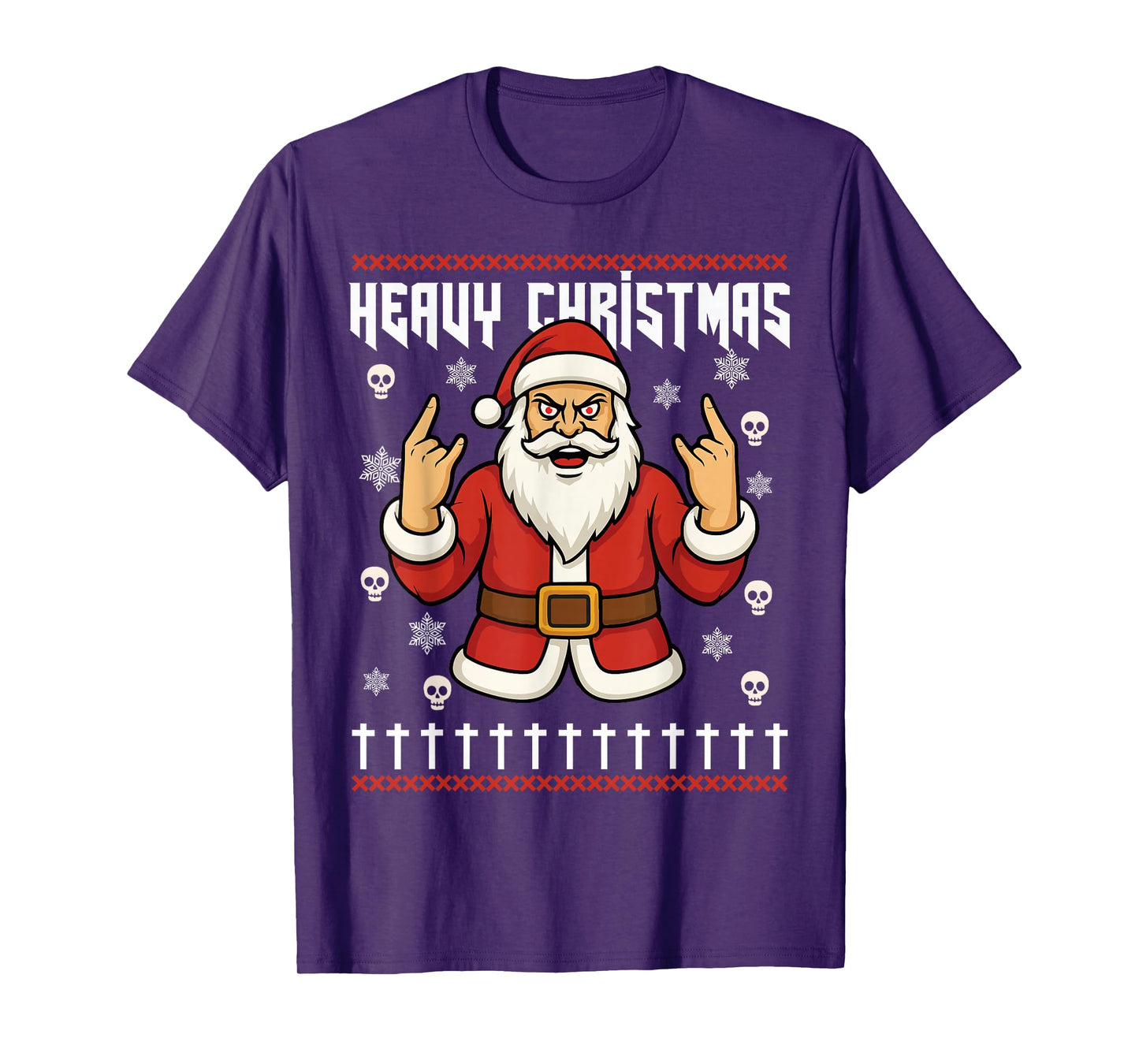 Hail Santa Pagan Happy Solstice Metal Christmas Rock Roll T-Shirt