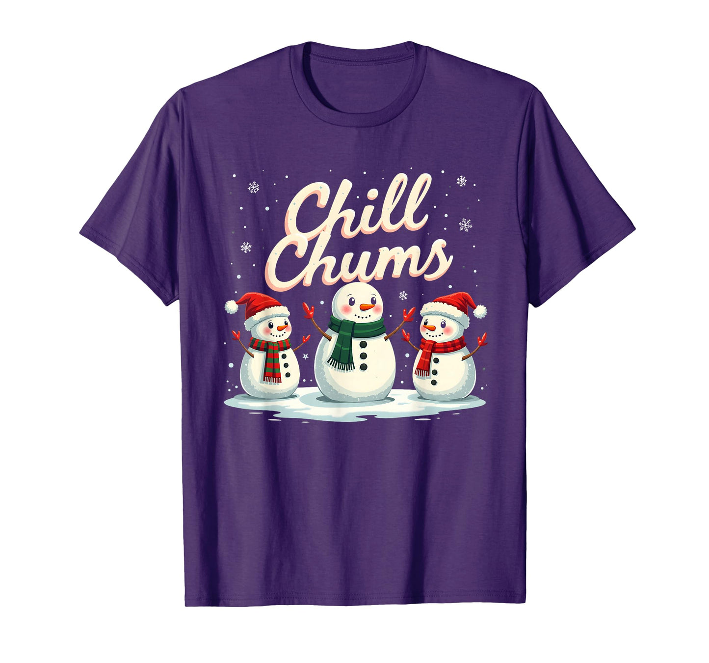 Chill Chums Cute Snowman Friends Design T-Shirt