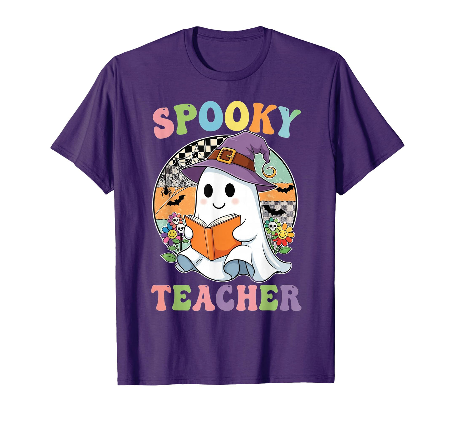 Spooky Teacher Halloween Costume Funny Ghost Womens Mens T-Shirt