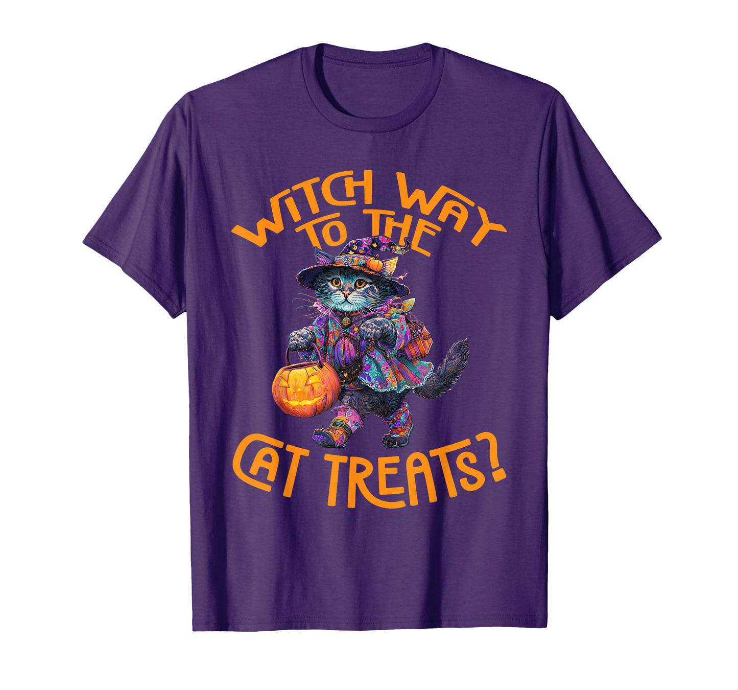 Witch Way to The Dog Treats? - Cute Cat Halloween T-Shirt