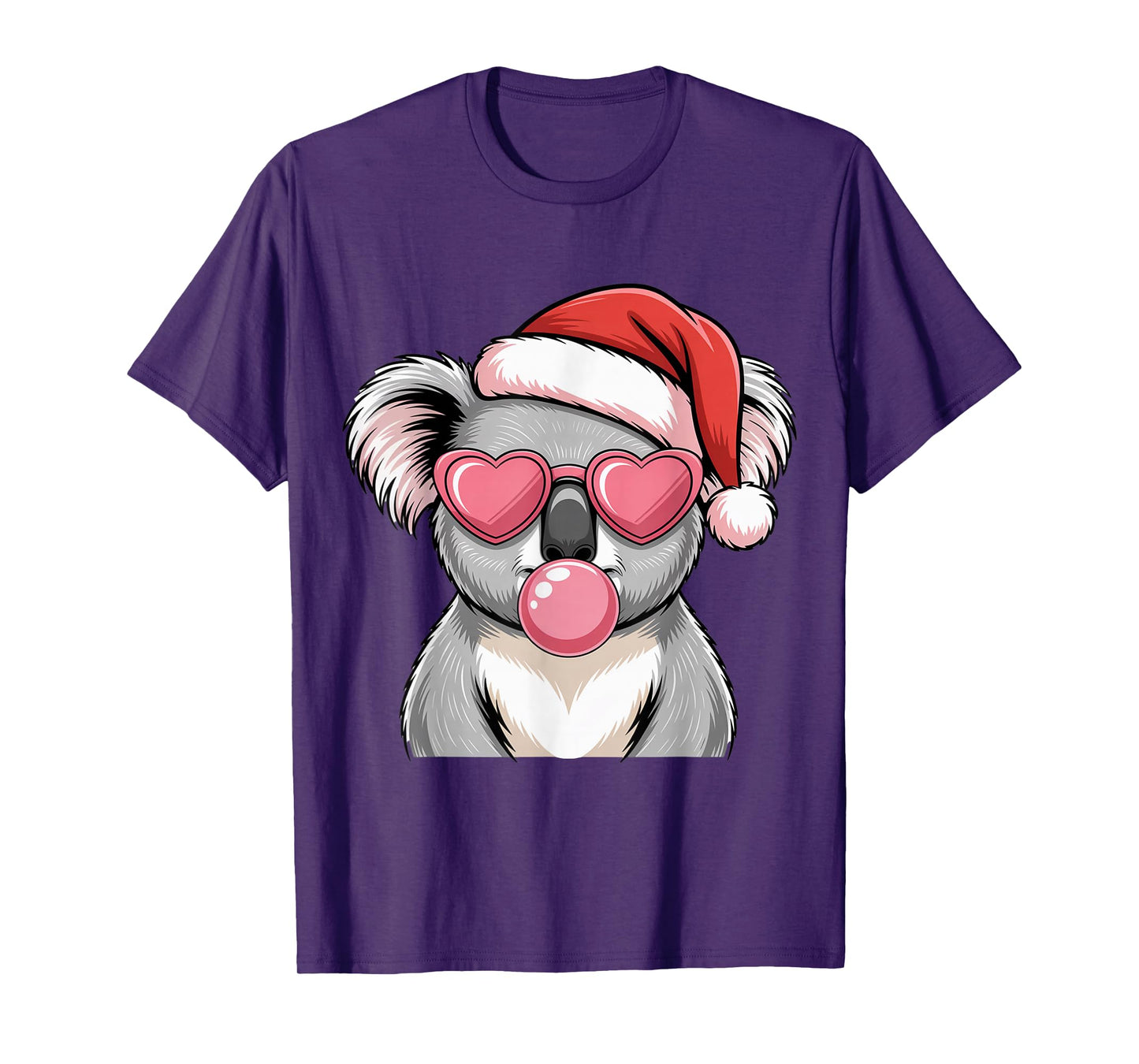 Cute Christmas Koala with Santa Hat Sunglasses Bubble T-Shirt