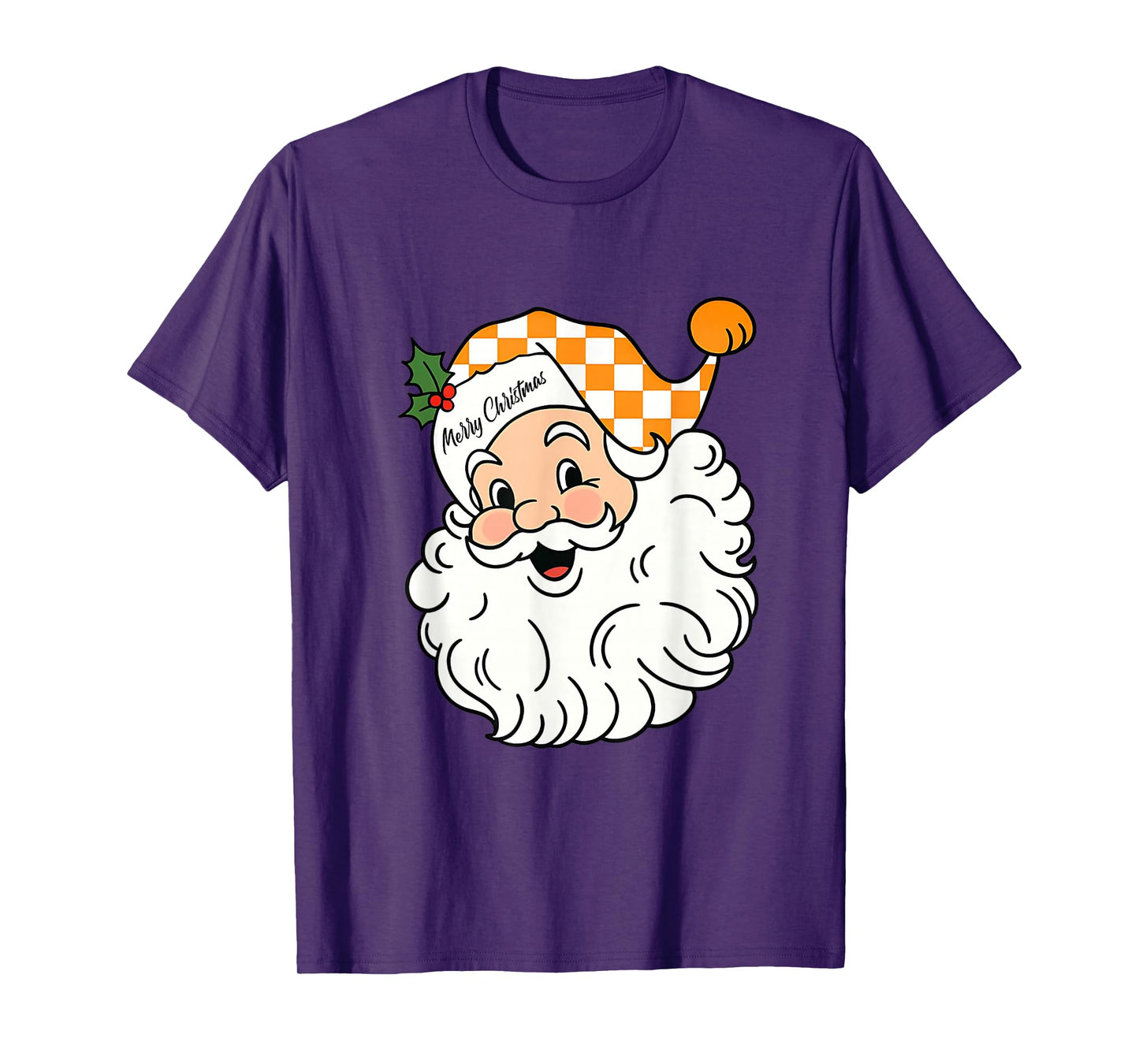 Tennessee Merry Christmas Santa Checkerboard Orange & White T-Shirt