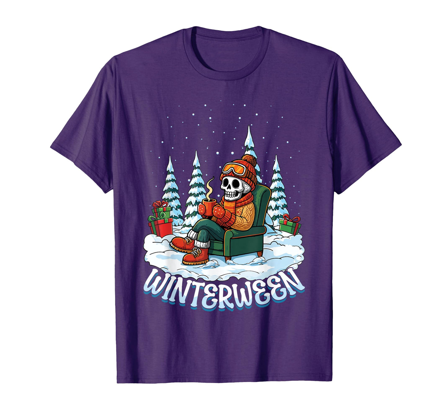 Skeleton Winterween Winter Halloween Christmas Snow Man T-Shirt