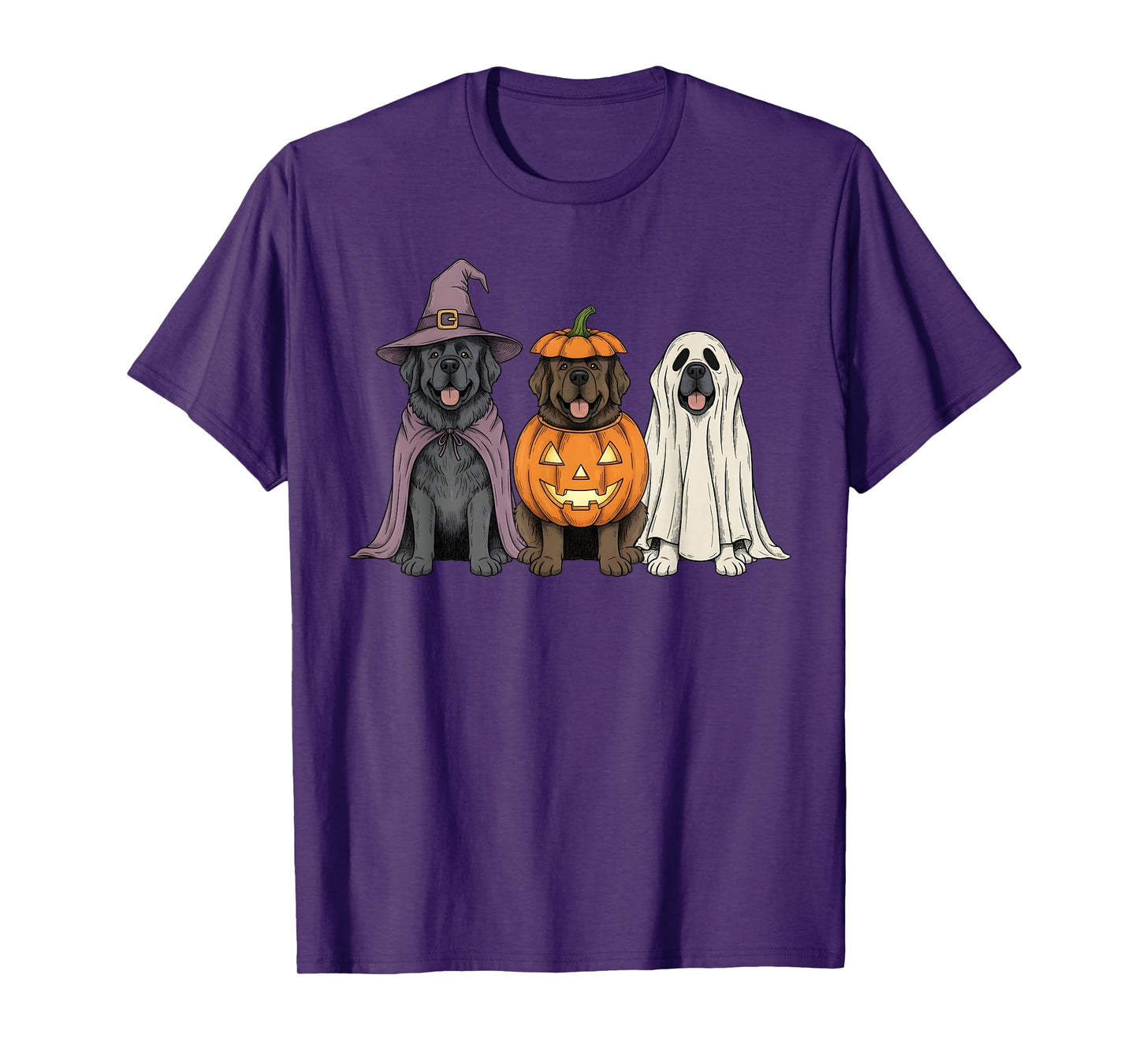 Spooky Ghost Newfoundland Dog Pumpkin Halloween Newfie Lover T-Shirt