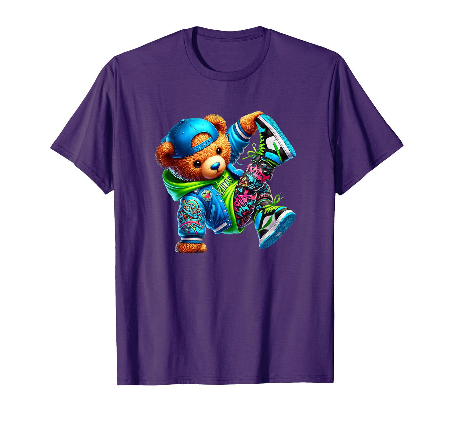 Street Style Breakdance Bear Urban Graphic T-Shirt