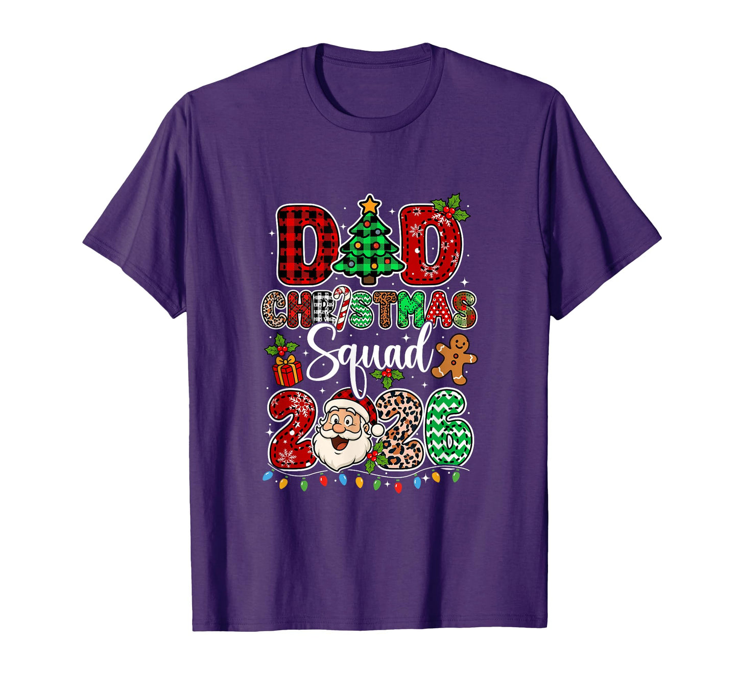 Dad Christmas Crew 2026 Leopard Funny Santa Family Group T-Shirt