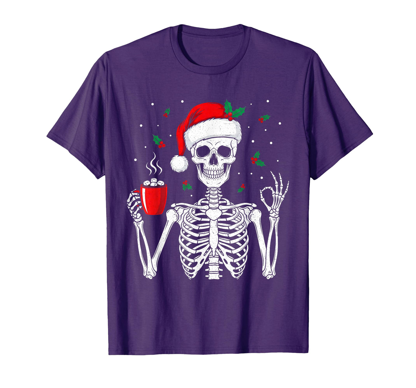 Funny Christmas Skeleton with Hot Cocoa Men Women Kids Youth T-Shirt