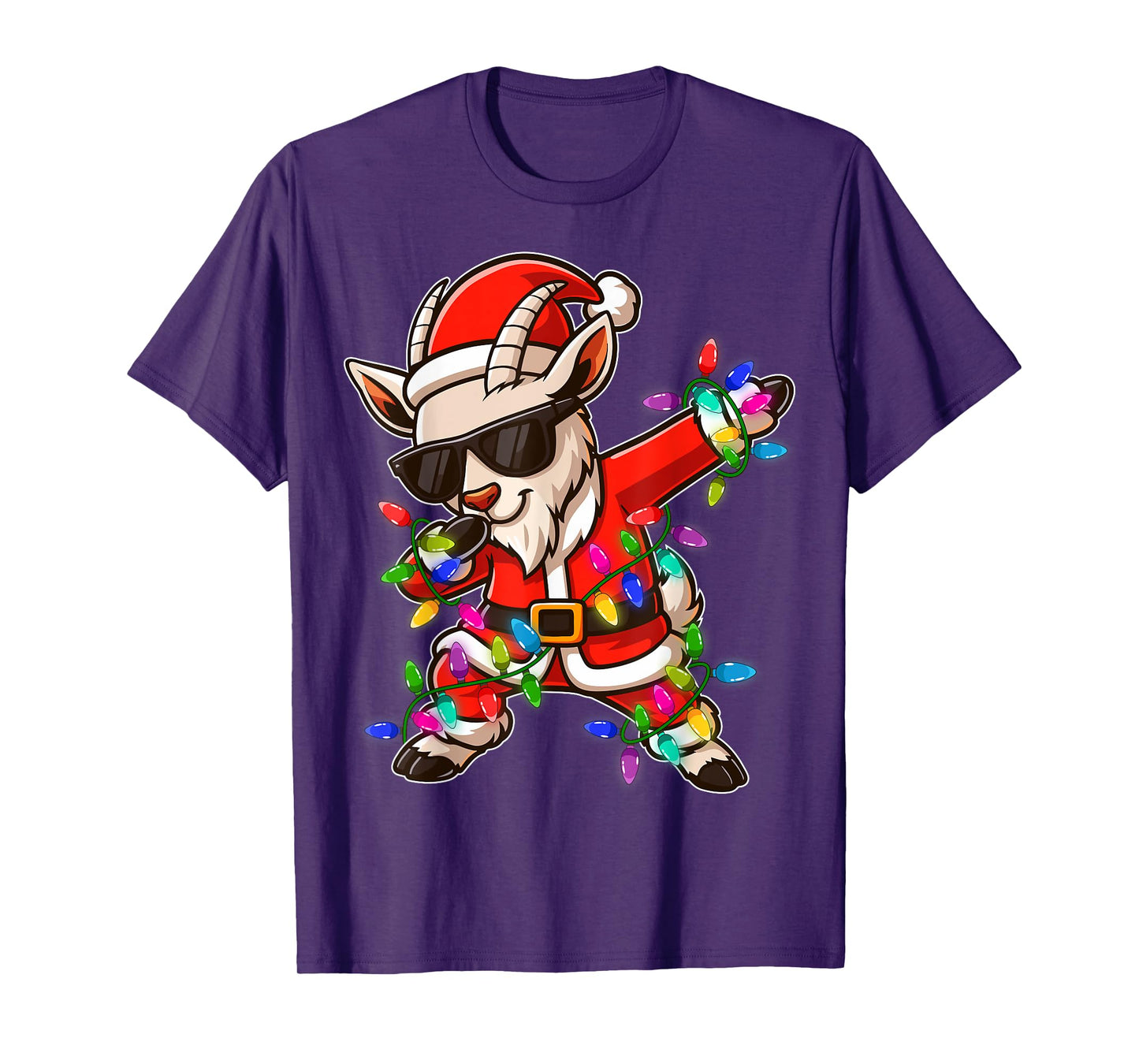 Christmas Goat Dabbing Lights Santa Xmas for Men Women T-Shirt