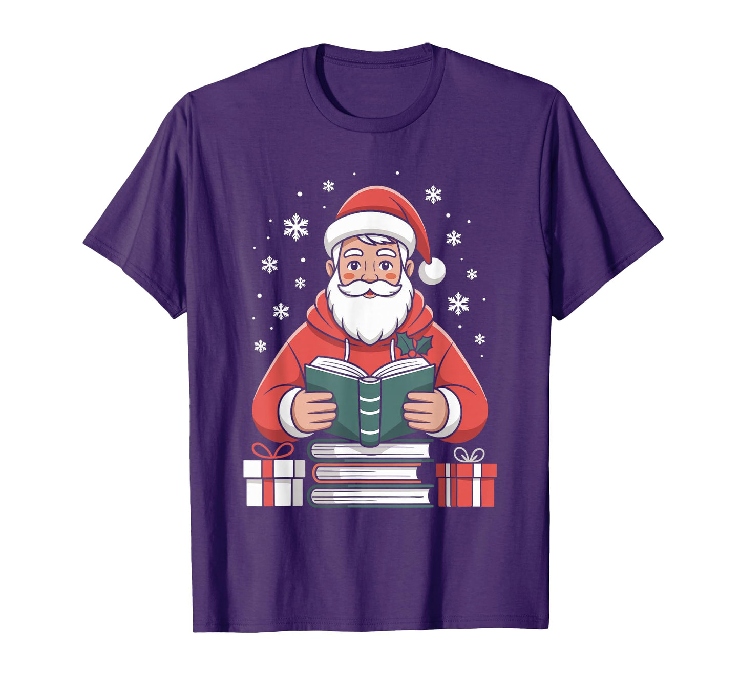 Santa Claus Reading Book Lover Christmas Funny Bookworm Xmas T-Shirt