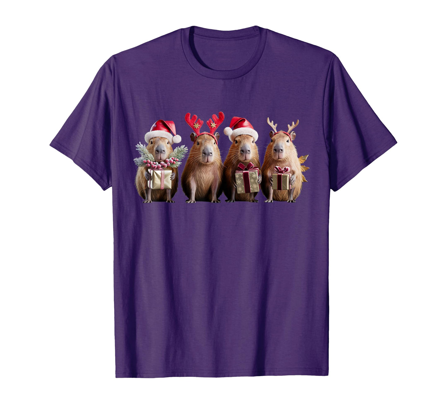 Capybara Christmas Lights Reindeer Capybara Xmas Santa Kids T-Shirt