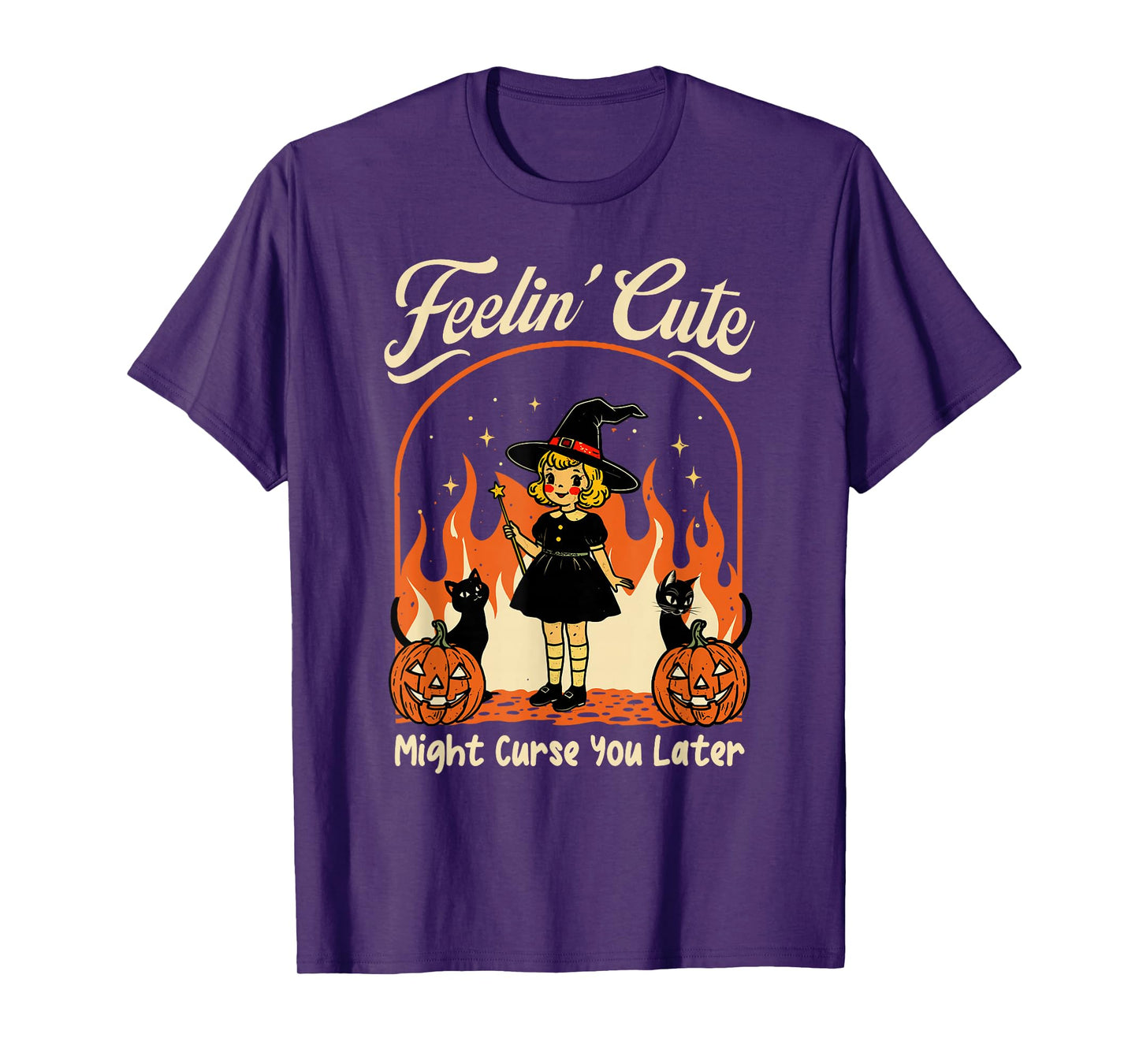 Feeling’s Cute Might Curse You Later Halloween Black Cat T-Shirt