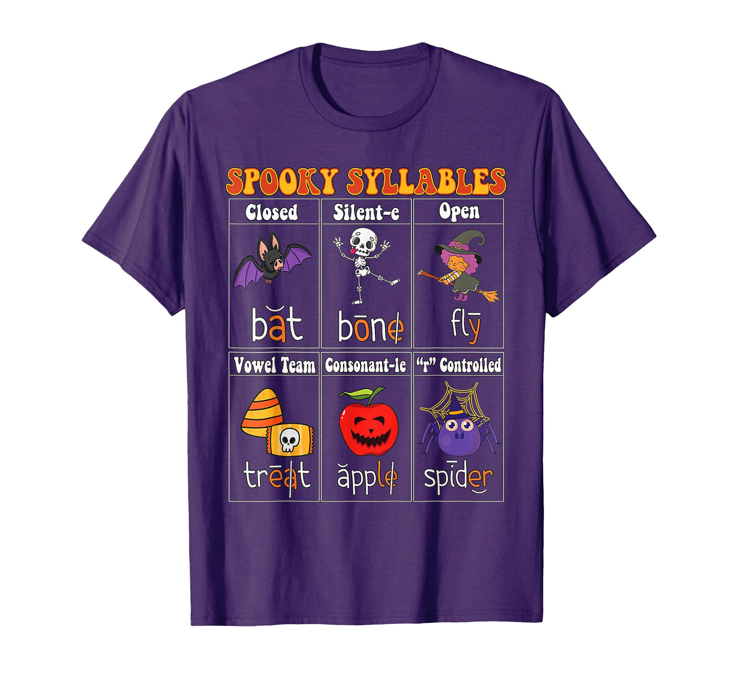 Spooky Syllables Teacher Funny Halloween Educational Kids T-Shirt