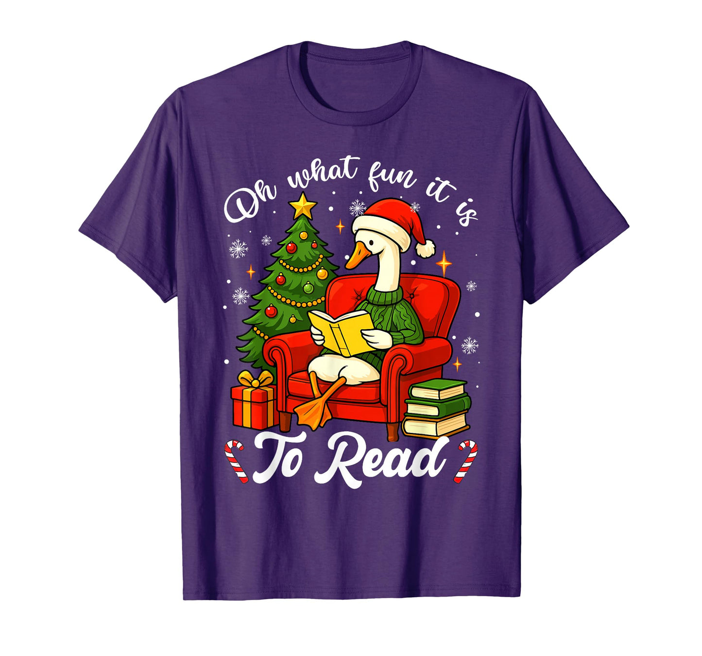 Oh What Fun It is to Read Christmas Goose Teacher Books Kids T-Shirt