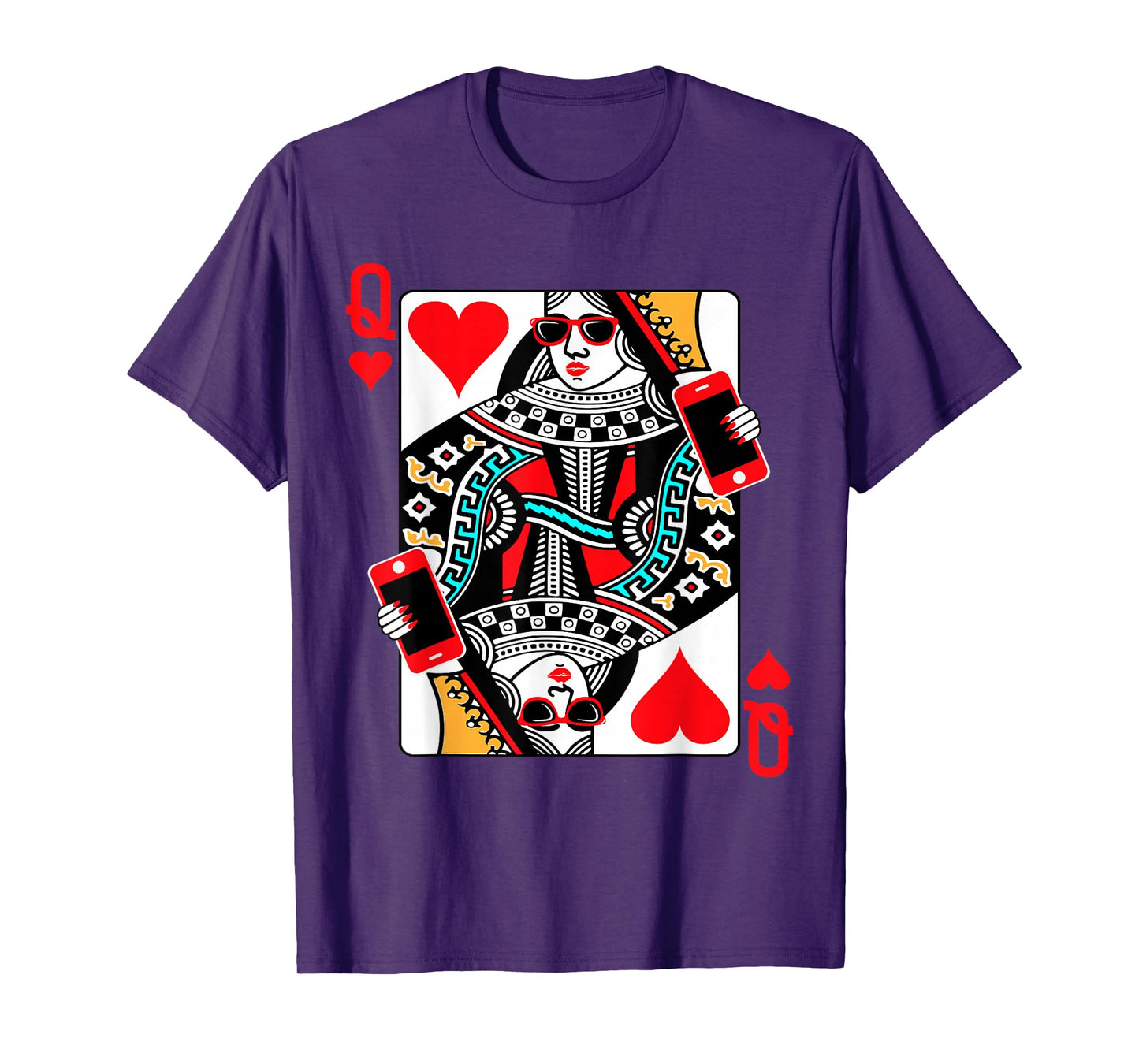 Qween Q of Hearts Funny Womens Girls Blackjack Poker Casino T-Shirt