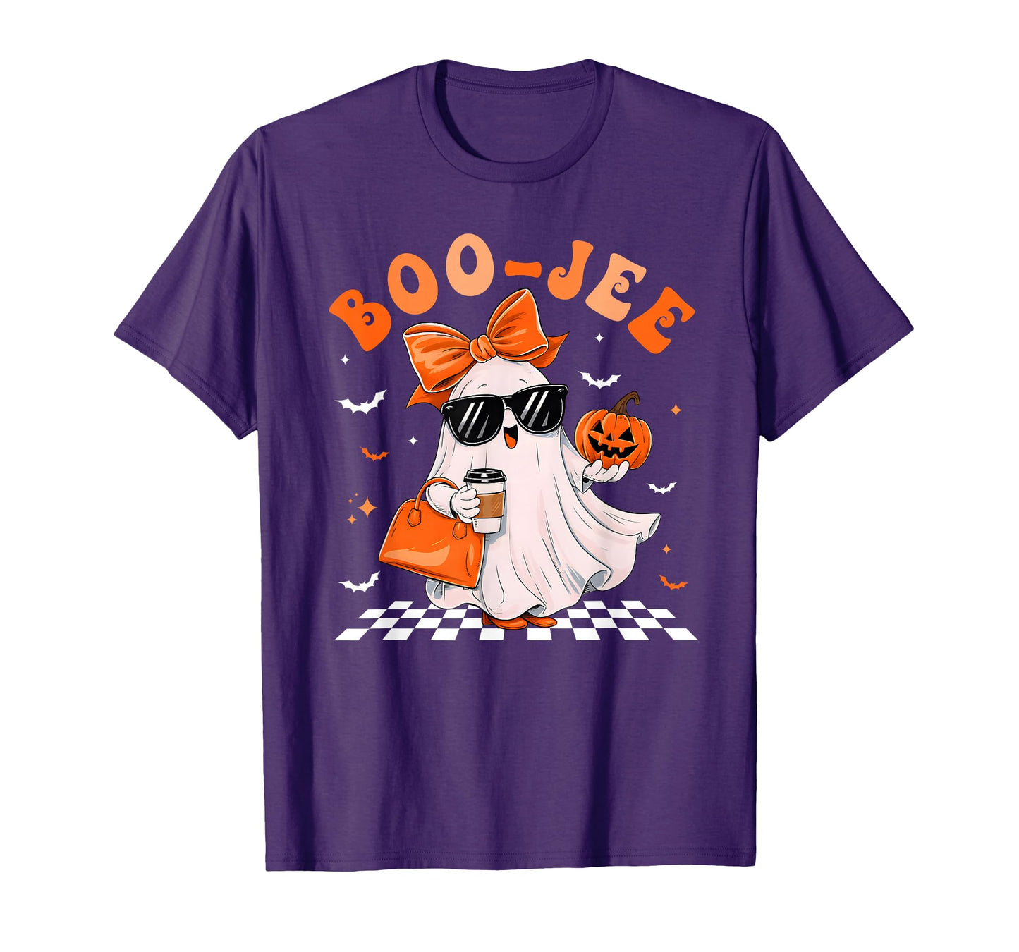 Coquette Leopard Ghost Coffee Boo-JEE Halloween Boujee Ghost T-Shirt