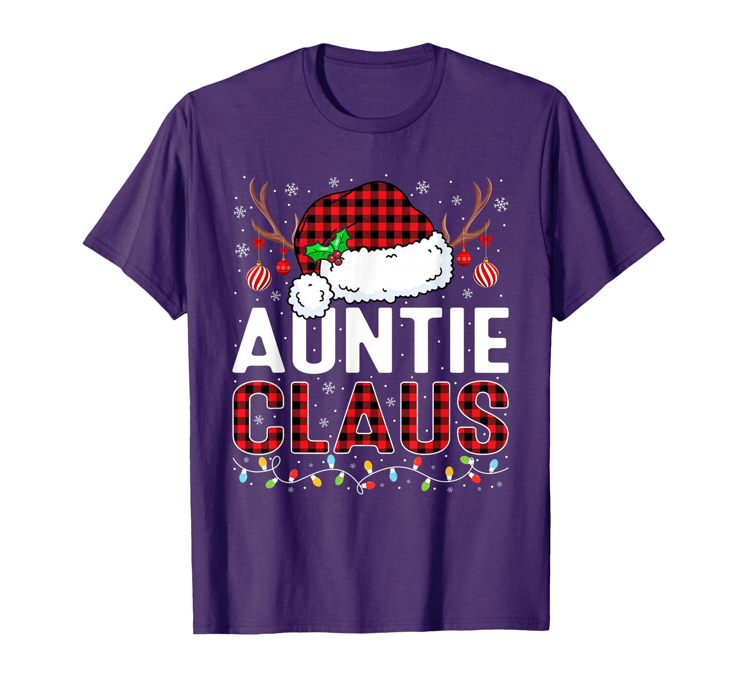 Christmas Lights Auntie Claus Family Matching Xmas Pajama T-Shirt