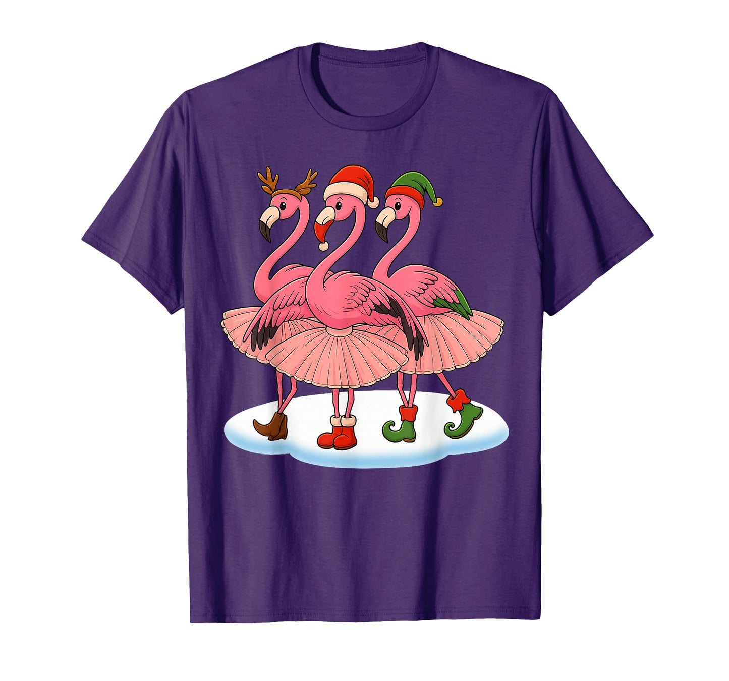 Dancing Flamingo Elf Christmas Tee Santa Claus Xmas Gifts T-Shirt