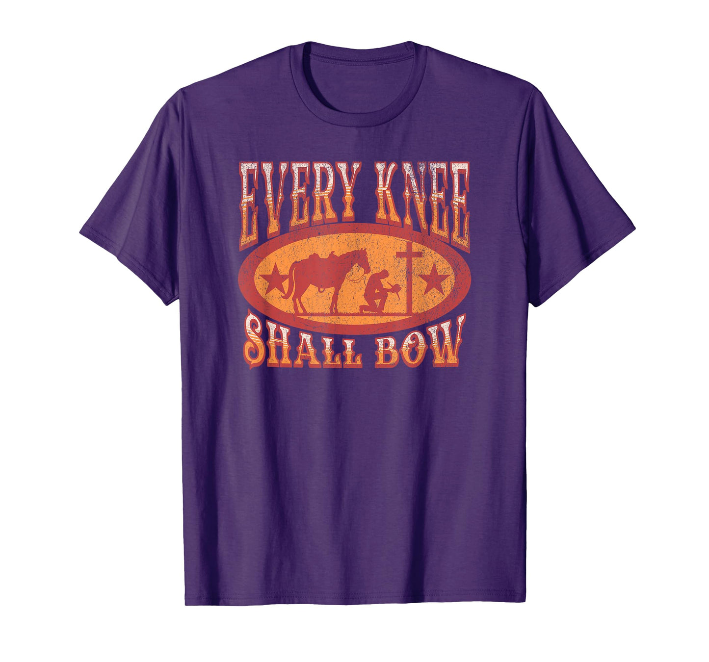 Christian Cowboy Kneeling at Cross Western Bible Verse Faith T-Shirt