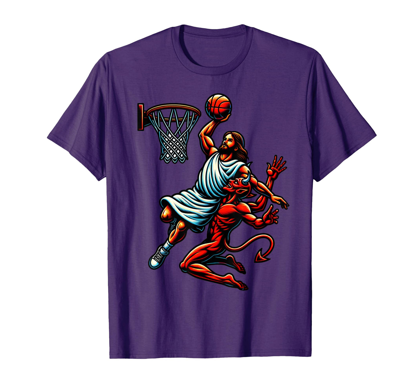 Jesus Dunking On The Devil Basketball Cool Bball T-Shirt