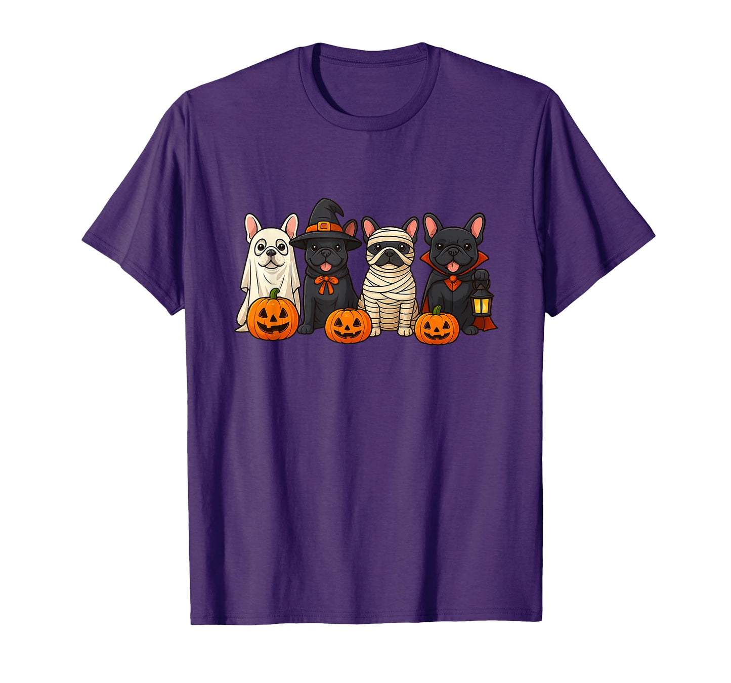 French Bulldog Ghost Witch Pumpkins Halloween Dog Costume T-Shirt