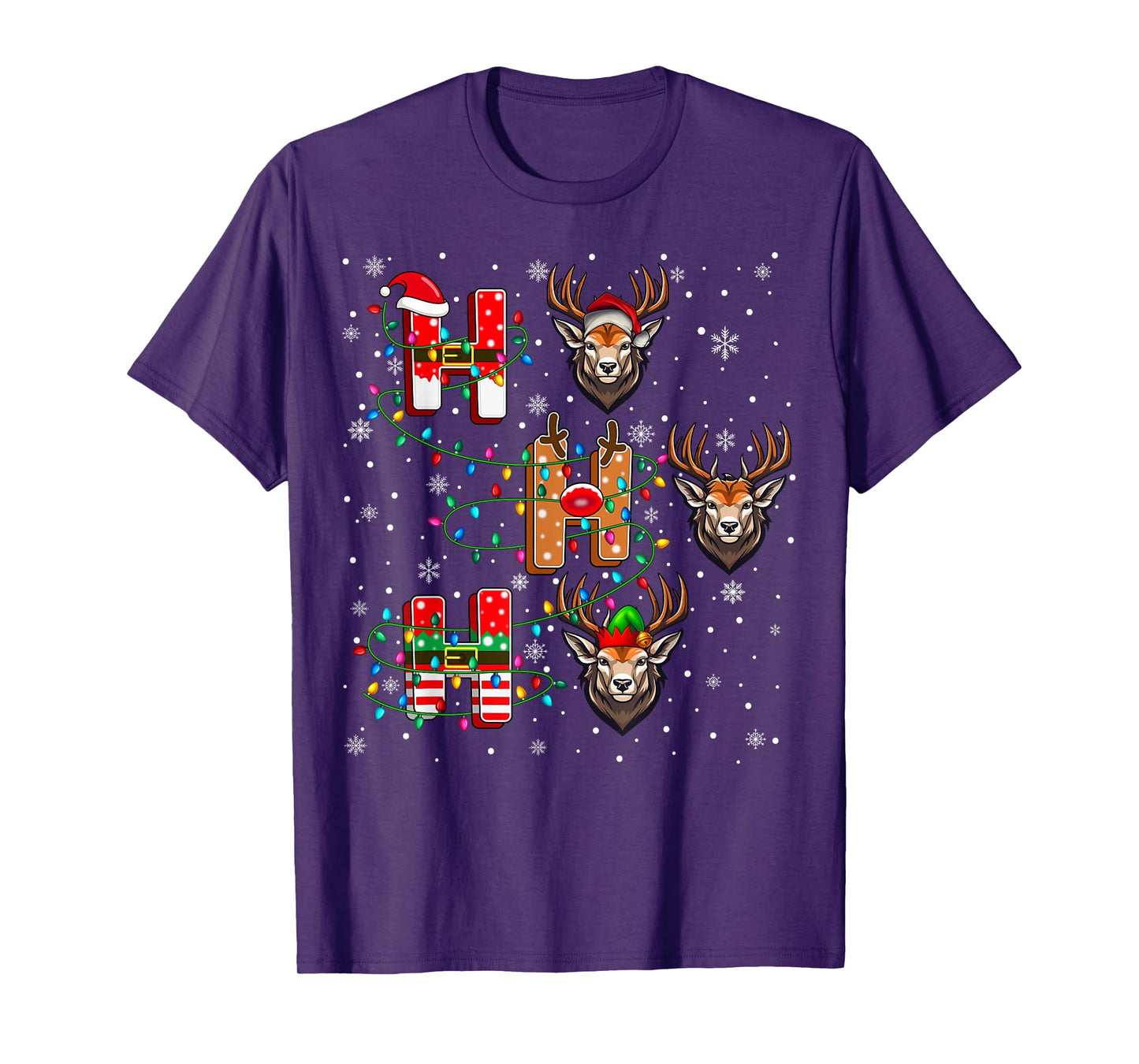 Ho Ho Ho Santa Reindeer Hat Elf Deer Animal Christmas T-Shirt