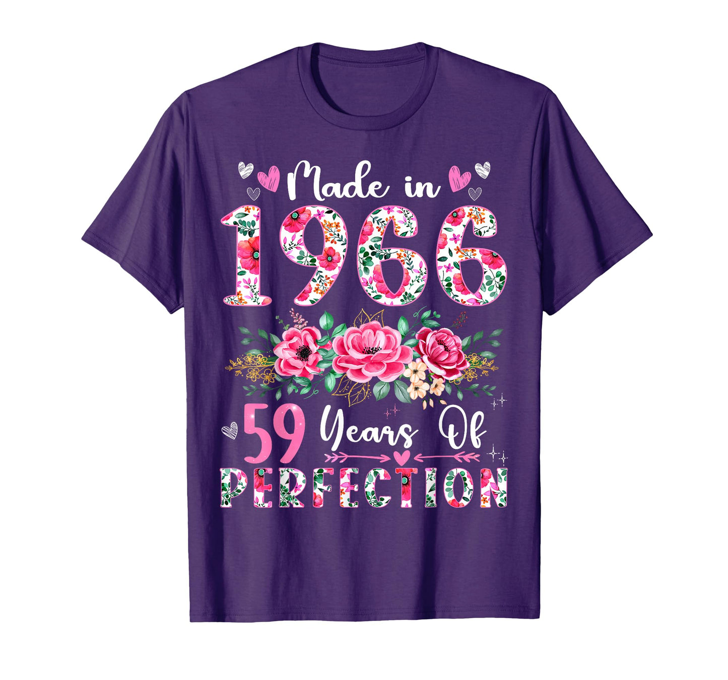 59 Year Old Made In 1966 Floral 59th Birthday Women T-Shirt