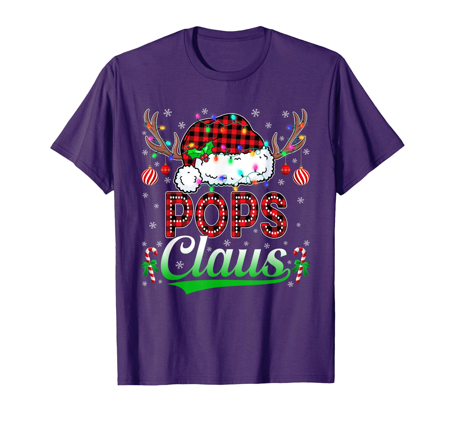 Pops Claus Christmas Lights Matching Family Xmas Pajama T-Shirt