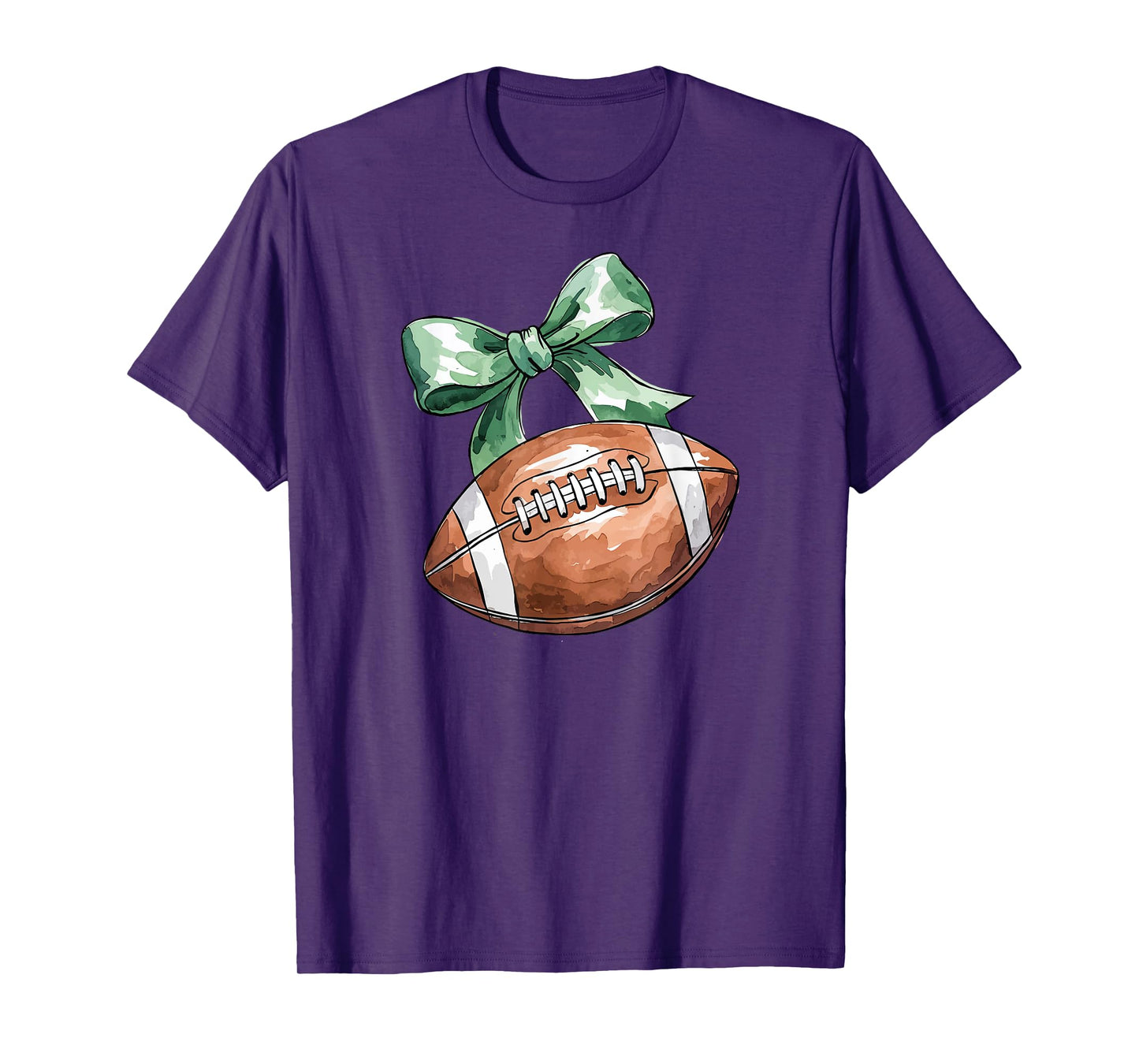 Coquette Football with Green Bow, Cute Team Spirit Sports T-Shirt