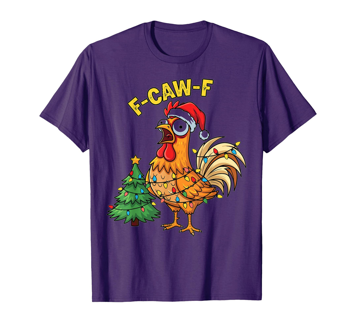 Funny Chicken Christmas Lights Santa Hat Humor T-Shirt