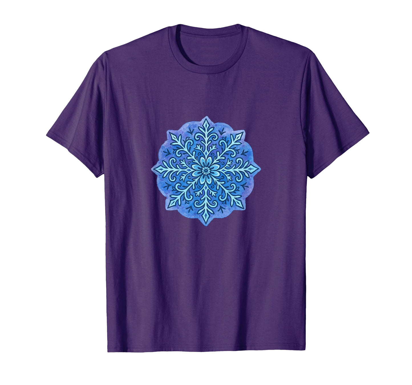 Geometric Snowflake Mandala Winter Zen Pattern Minimalist T-Shirt