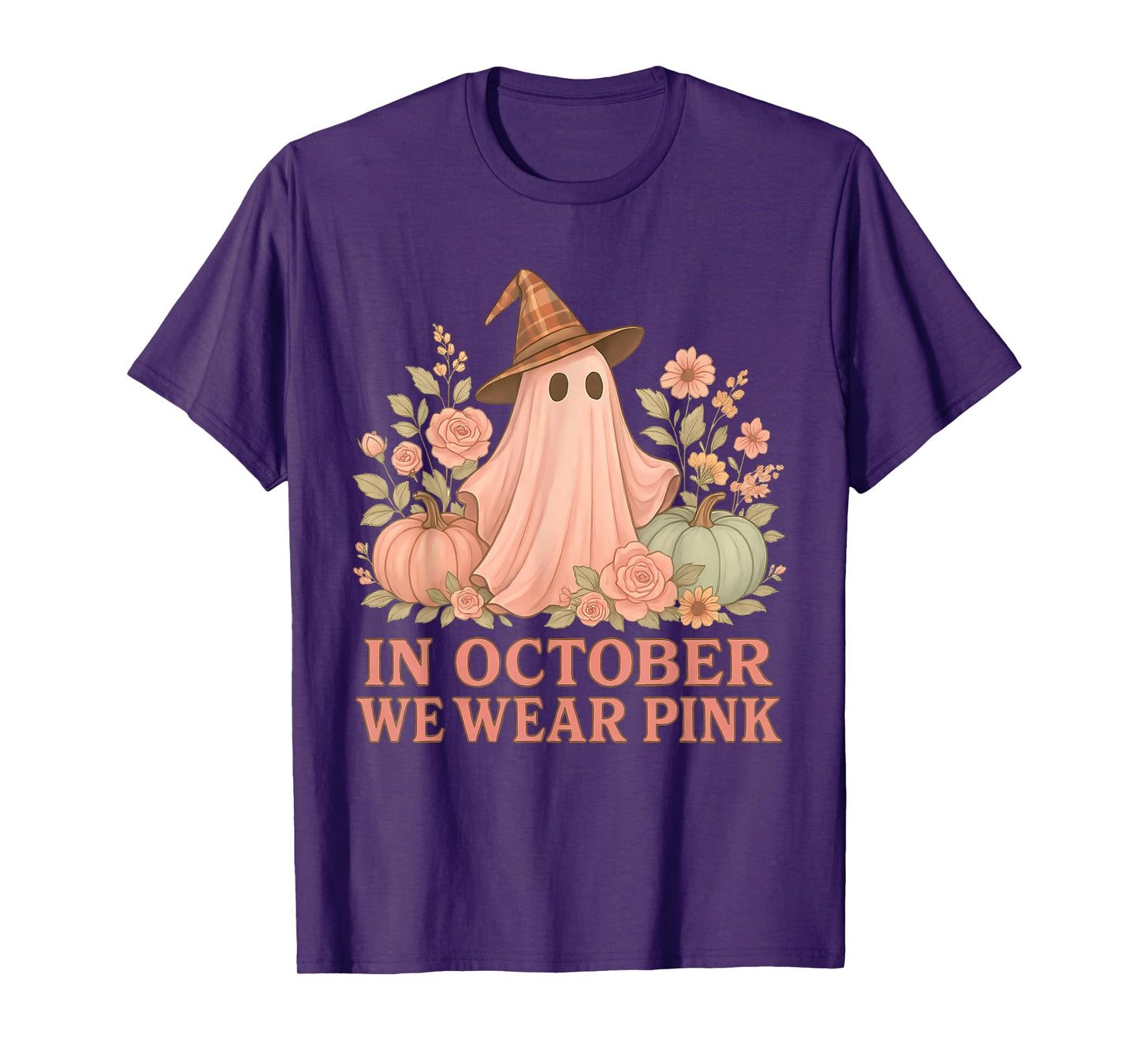 Pink Ribbon Halloween Breast Cancer in October We Wear Pink T-Shirt