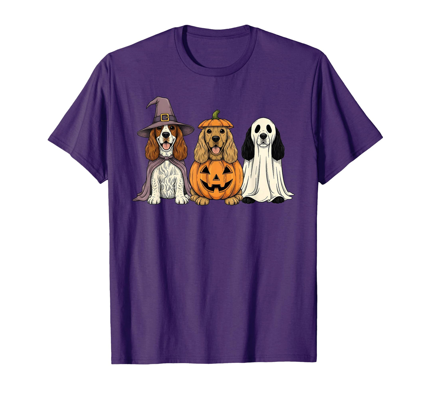 Spooky Ghost Cocker Spaniel Pumpkin Halloween Dog Lover T-Shirt