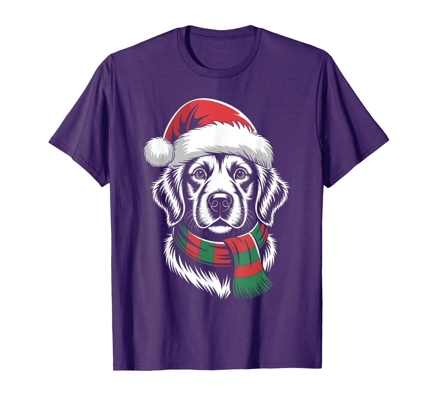 Golden Retriever Dog Xmas Santa Hat Scarf Christmas Costume T-Shirt