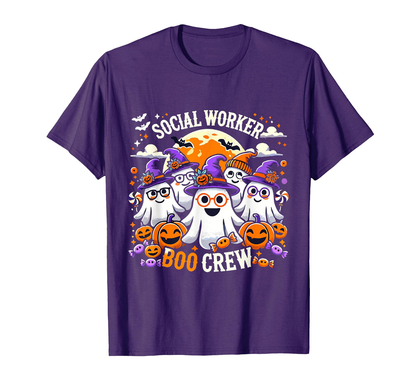 Social Worker Boo Crew Funny Ghosts Halloween Social Workers T-Shirt