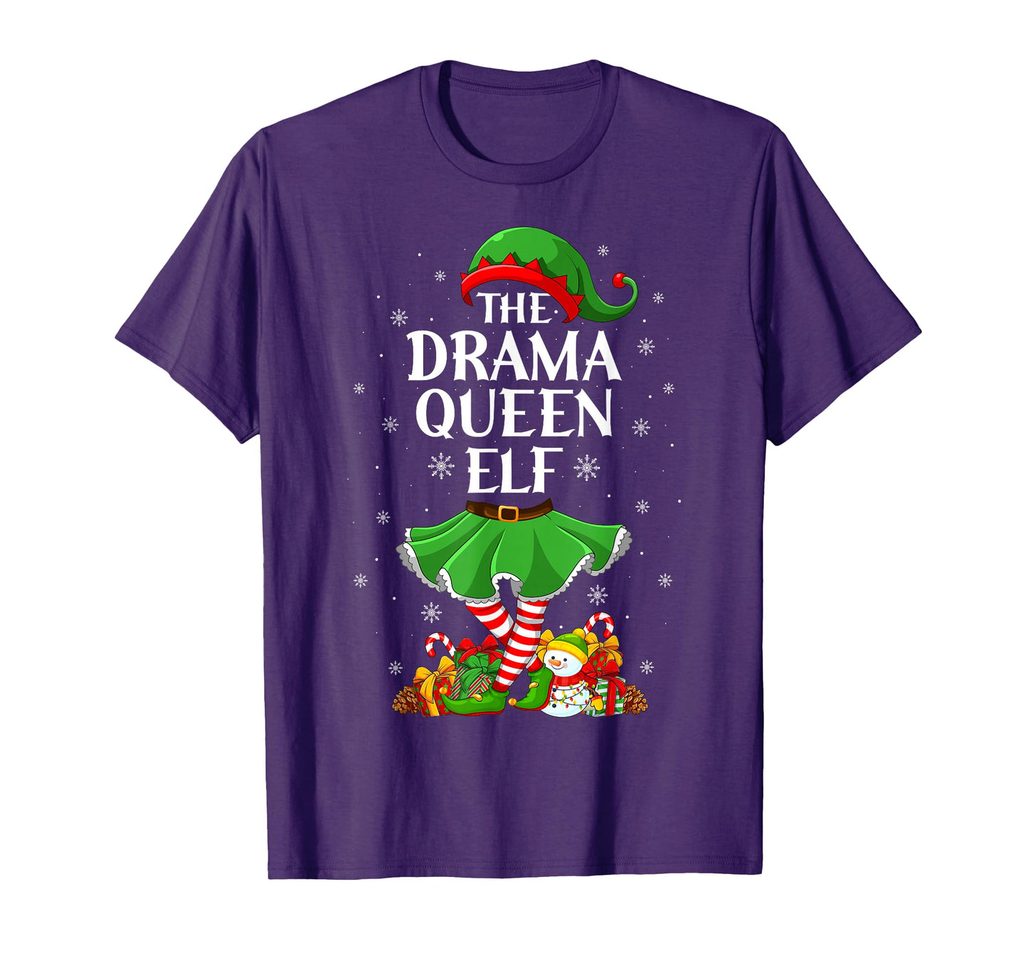Drama Queen Elf Christmas Family Elf Squad Xmas Girls Women T-Shirt
